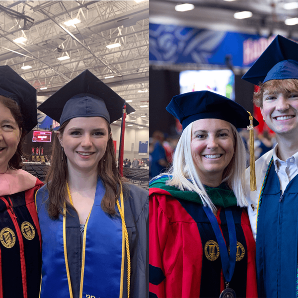 Tyson and Erika Francis, and Larissa and Karen Culbertson at 十大正规博彩网站评级博彩平台推荐大学 毕业典礼.